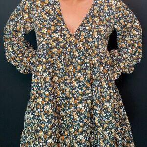 Shein Flower Long Sleeve Dress